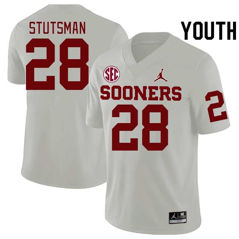 Youth #28 Danny Stutsman Oklahoma Sooners 2024 SEC Conference College Football Jerseys-White